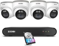 ZOSI 5MP Kit Caméra Surveillance PoE, 2.5K 8CH H.265+ NVR PoE avec 4X 4MP Caméra