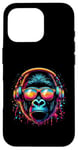 Coque pour iPhone 16 Pro Monkey DJ Disco Music Lover Gorilla Chimpanzee Casque audio