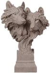 JYKFJ Grande Statue de Loup à Deux têtes Feng Shui décor Sculpture résine grès Figurine Cadeau d'affaires Jardin Maison et Bureau 0905