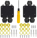 Boîte de dérivation, IP68 étanche Câble connecteur, 3 voies plus grande boîte de connexion câble d'extérieur électrique Boîte de jonction, noir M25 Câble de raccord union Ø4 mm 14 mm ABS + PVC