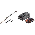 WORX - Taille-haies sans fil sur perche 20V-2Ah - WG252E.9-45 cm - ⌀16 mm (Livré sans batterie ni chargeur) & Kit de démarrage pack Batterie et chargeur rapide 20V - PowerShare - WA3601