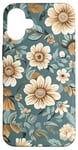 Coque pour iPhone 16 Plus Illustration de champ de marguerites bleu sarcelle et crème