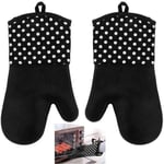 TERA 1 paire de Gants en silicone et coton épaisse - Anti-brûlure - Noir