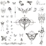 2 Feuilles Tatouage Temporaire Autocollant Tatouage Ephémère Etanche pour Fem...