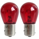 2x ampoule 12V 21W BAW15S PR21W rouge 12088 7508 ergots décalés simple filament feu arrière stop brouillard arrière voiture électrique