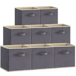 Lifewit Lot de 8 Cubes de Rangement Pliables, Paniers Rangement en Tissu, Caisses Rangement, Boites de Rangement avec Poignées, Organisateurs pour Vetements, Jouets, 33 x 33 x 33 cm, Gris