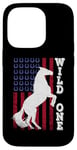 Coque pour iPhone 14 Pro Vintage Grunge American USA Flag Wild One Mustang Horse