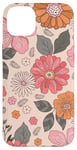 Coque pour iPhone 14 Plus Retro 70s Vintage Hippie Floral Botany Gerbera Flowers Pink