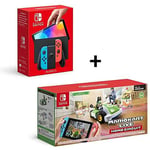 Console Nintendo Switch (modèle OLED) Joy-Con bleu néon / rouge néon + Mario Kart Live : Home Circuit / Ensemble Luigi