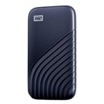 WD My Passport SSD WDBAGF5000ABL - SSD - chiffré - 500 Go - externe (portable) - USB 3.2 Gen 2 (USB-C connecteur) - AES 256 bits - bleu nuit