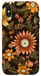 Coque pour iPhone X/XS Orange Boho Groovy Motif floral des années 70