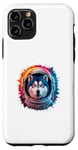 Coque pour iPhone 11 Pro Homme Femme Coloré Space Astronaute Alaska Malamute