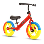 2 À 6 Ans Draisienne pour Enfants Vélo sans Pédale Suspension Max 50Kg Freins Tambour Rembourrage Anti-Choc Selle Cyclisme 12 Pouces,Rouge