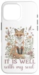 Coque pour iPhone 16 Pro Max It Is Well With My Soul Religieux Christian Fox Cottagecore