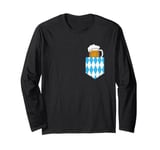 Oktoberfest Bavaria Flag Pocket Beer Funny Drinking Festival Long Sleeve T-Shirt