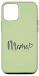 Coque pour iPhone 15 Pro Gris Feuille Cœur Vert Maman