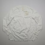 XACUS Donna Womens Blouse White Medium Long Sleeves Cotton Top V Neck 44 IT