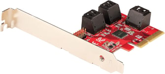 Carte PCI Express SATA 6 ports - Contrôleur PCIe SATA - ASM1166 Non-Raid - Convertisseur PCI Express 3.0 vers SATA - Connecteurs Empilés - Carte d'Extension SATA (6P6G-PCIE-SATA-CARD)