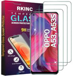 RKINC Verre Trempé [Lot de 3] pour Oppo A53 / A53s, Film Protection écran, Dureté 9H 0,33 mm HD Glass [Garantie à vie][sans Bulles d'air][Résistant aux rayures]