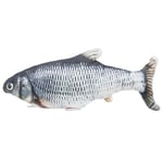 Kattleksak Fisk sprattlande tyg, 30cm, Silver
