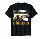 Easily Distracted By Diggers Excavator Construction Vehicle T-Shirt