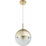 Plafonnier boule design suspension salon lampe pendule en verre doré dans un ensemble comprenant des ampoules led