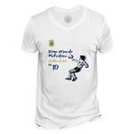 T-Shirt Homme Col V Diego Maradona Argentine Vintage Footballeur Foot Star