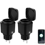 Lot De 2 Pr S Wi-Fi Intelligentes D'Extérieur - 2,4 Ghz - Avec Mesure De Courant - Pr De Jardin - Pr Intelligente Avec Minuterie - Commande Vocale - Compatible Avec Alexa/Google Home - Étanche