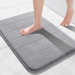 Yimobra Memory Foam Bath Mat, Soft and Comfortable, Super Water Absorption, Non-Slip, Thick, Machine Wash, Easier to Dry for Bathroom Floor Rug, 43 x 61 cm, Gray