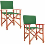 Chaise de jardin Cannes Bois d'eucalyptus certifié fsc® Pliable Chaise de régie pliante en bois Jardin Chaise de metteur en scène 2x Vert - Casaria