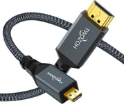 Longueur Câble Micro Hdmi Vers Hdmi 10M, Nylon Tressé Câble Hdmi A Vers Micro Hdmi D, Supporte 3D 4K/60Hz 2.0 1080P