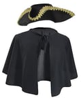 Mens 1900's Mantle Cape & Tricorn Hat Poldark TV Series Fancy Dress Set