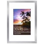 Americanflat Cadre Photo 30x45 cm en Argent - Cadre Photo 20x30 cm avec Passe-partout et 30x45 cm sans Passe-partout - Plexiglass, Matériel de Montage sur Mur