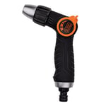 BLACK+DECKER Pistolet Haut Pression avec 3 Réglages - pour Tuyau de Jardin - Débit d'Eau Réglable - Plastique - Noir/Orange