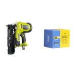 RYOBI - Cloueur de Finition 16G Air Comprimé 18V ONE+ - Pointe 19-64mm - Tête 1,6mm & Tacwise 0301 Clous de Finition Galvanisés de Type 16G / 64 mm, Lot de 2500, Argent