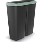 Double poubelle cuisine 2x25 litres corbeille bureau salle de bain trier déchets couvercle Noir vert - Keden