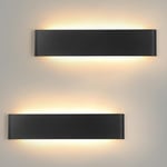 Applique Murale Interieure LED 24W,Applique Murale Blanc Chaud 3000K,Lampe Murale Aluminium 2880LM,Luminaire Mural 41CM,Applique Murale pour Porche Couloir Chambre Salon【2 Pack Noire】