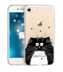 Coque Iphone 7 PLUS Iphone 8 PLUS Chat coeur love noir blanc moustache transpare