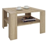 Idimex - Table basse sejour, table de salon de forme carrée avec 1 étagère espace de rangement ouvert, en mélaminé décor chêne sonoma - Chêne Sonoma