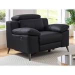 Vente-unique Fauteuil relax électrique en cuir noir MAROTI