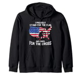 I Stand For The Flag And Kneel For The Cross America Patriot Zip Hoodie