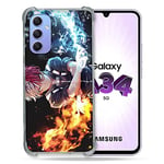 Cokitec Coque Renforcée en Verre Trempé pour Samsung Galaxy A34 5G Manga My Hero Academia Shoto