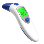 Öron- och panntermometer - 3 lägen beröringsfri temperaturpistol med tvåfärgad LCD-skärm, feberlarm - exakt febertermometer