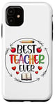 Coque pour iPhone 11 Best Teacher Ever Crayon Apple Heart Book