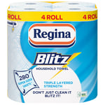 Regina Blitz Household Towel 4 Rolls 280 Super-Sized Triple Layered Sheets