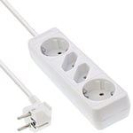 InLine 16443W Multiprise 4 Prises, 2 Prises de Terre et 2 Prises Euro Blanc 3 m