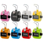 Tebery Pack of 8 Color Hand Tally Counter 4 Digit Mechanical Palm Click Counter Count Clicker Assorted Color Hand Held Counter Clicker for Sport/Stadium/Coach and Other Event