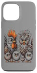 Coque pour iPhone 13 Pro Max Art de poulet amusant coloré d'Eagerlys, Crazy Chicken Family