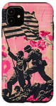 Coque pour iPhone 11 Rose Pop Art Floral Iwo Jima Drapeau Américain Levage