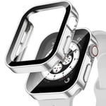Vattentätt case för Apple Watch 7 8 9 45 mm 41 mm skärmskydd Glas+ cover Bumper Tempered iWatch 5 SE 6 44 mm 40 mm Tillbehör Silver Series 7 8 9 45mm